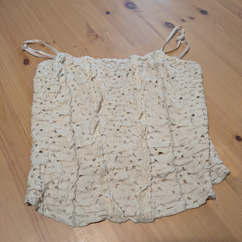 Rampage Cream Ruched Tie Front Camisole